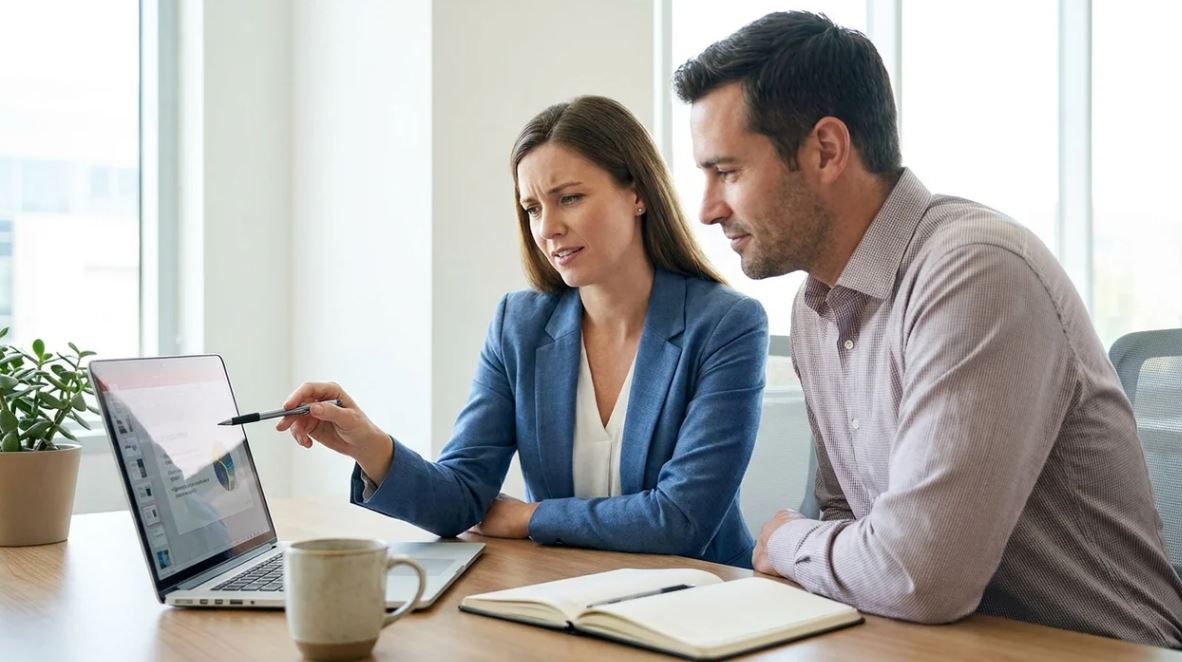 Employee making suggestion using “I may be wrong but” in professional discussion.