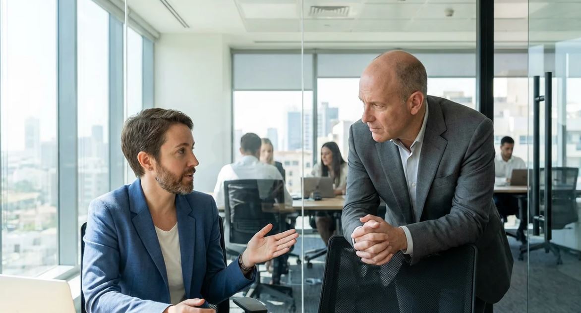 Employee professionally asking for a deadline extension during a workplace conversation.