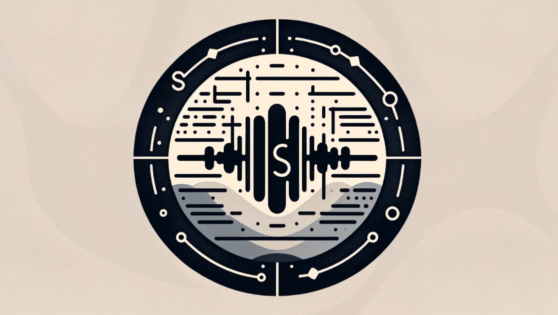 Understanding Schwa Abstract representation of the Schwa sound, key to mastering the American accent, depicted through a stylized waveform or phonetic symbol, set against a clean, focused background.