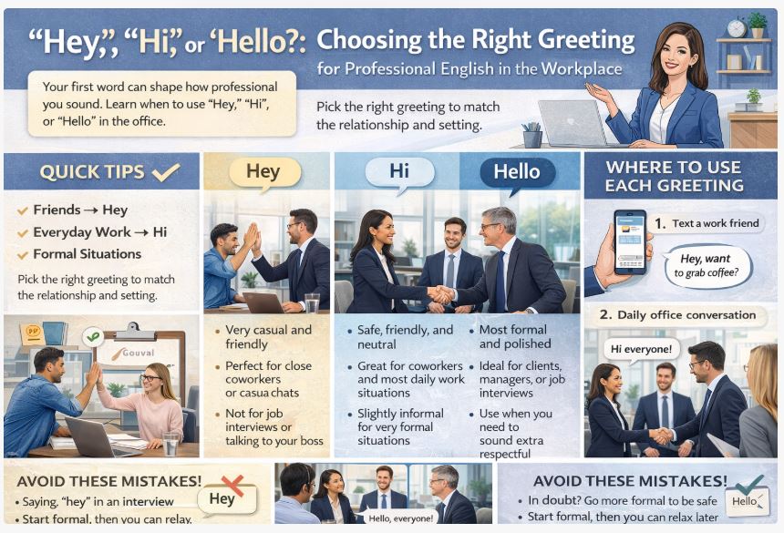 infographic about How to Choose the Right Greeting at Work